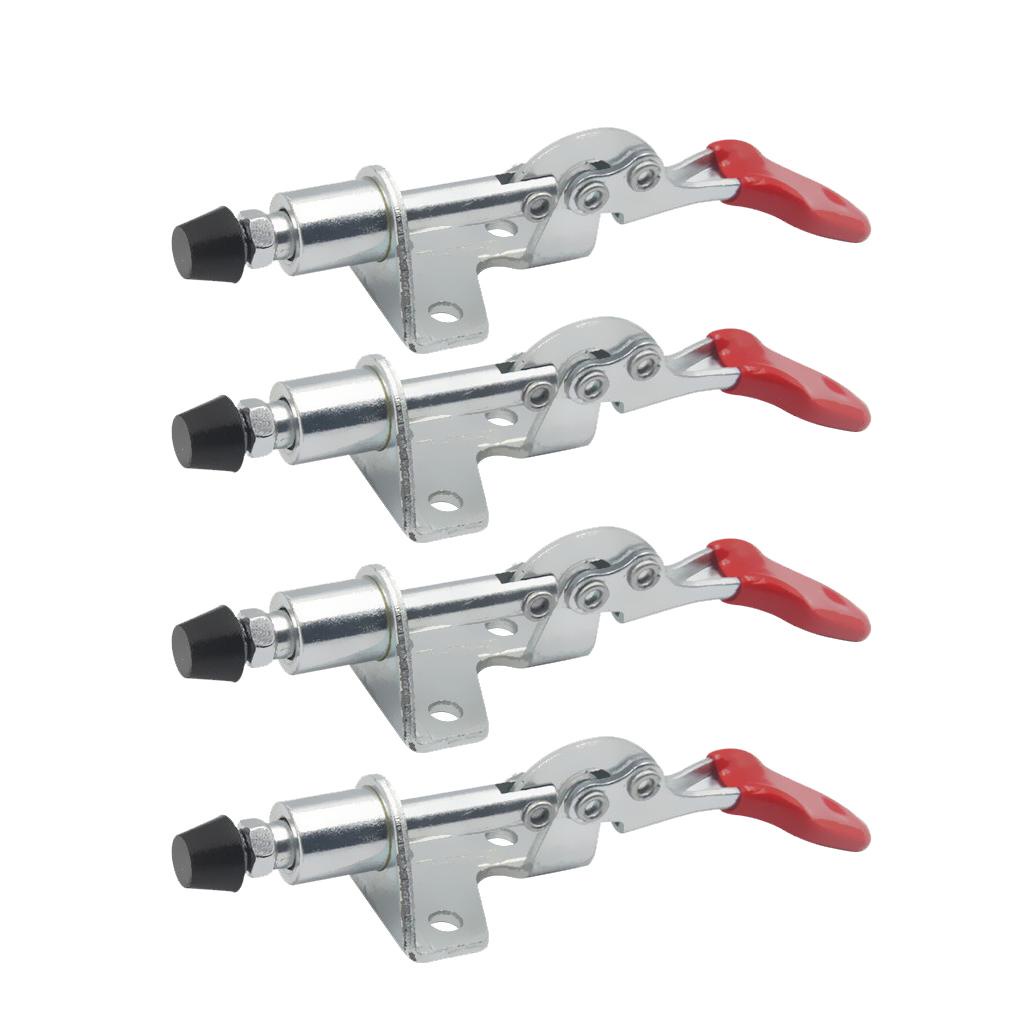 4x Klem Toggle Vertikal Set Tipe Push-pull Hand Tool Covered Handle Horizontal Clamp Untuk Perlengkapan Perkakas Klip