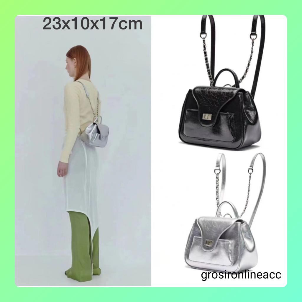 NEW Tas Wanita ransel punggung FT80 hitam 23 x 10 x 17 cm