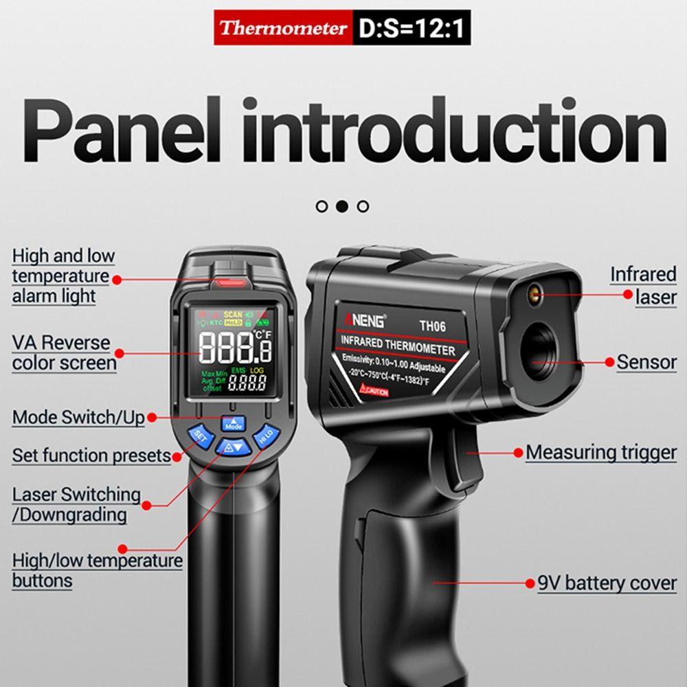 POPULAR Populer Termometer Infrared Digital Untuk Masak Dapur BBQ Makanan Adjustable Bukan Untuk Manusia Non Kontak -58℉~1382℉(-50℃~750℃)