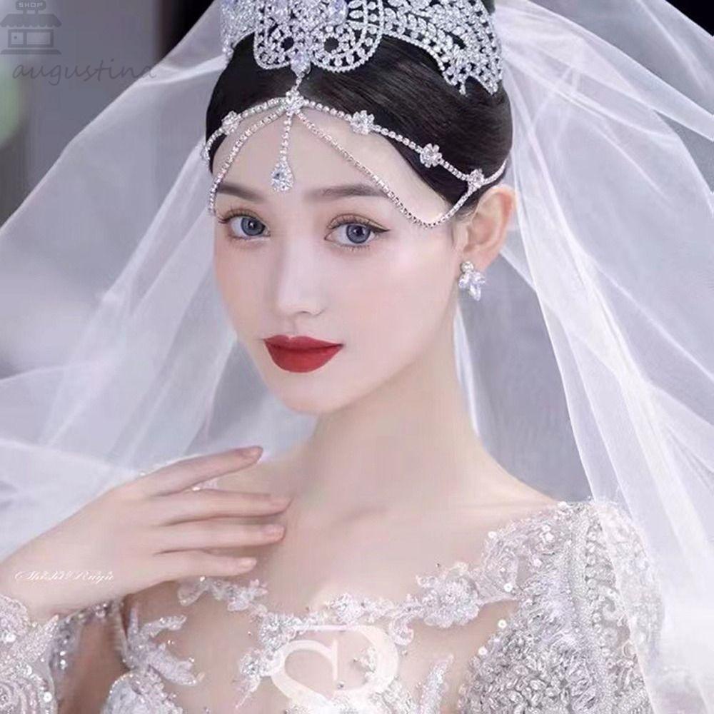 Agustina Bohemia Bando Tari Perut Bando Retro Pengantin Dahi Rantai Multi-layer Fashion Rambut Hoop Hanfu Hiasan Kepala Tetesan Air Berlian Imitasi Zirkon Wanita Kepala Rantai