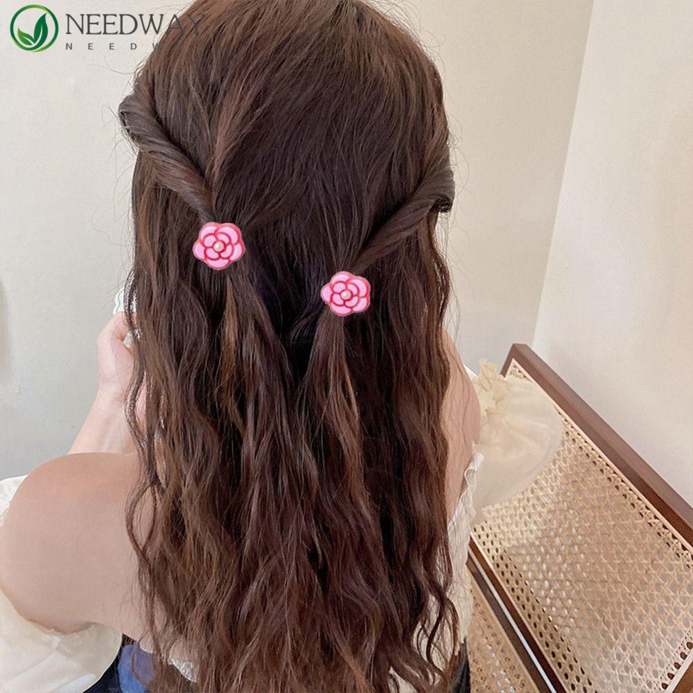 Needway Klip Rambut Bunga Camelia Lucu Manis Gaya Korea Asam Asetat Aksesoris Rambut Ponytail Clip Hiasan Kepala Klip Samping Untuk Wanita Jepit Rambut Mini