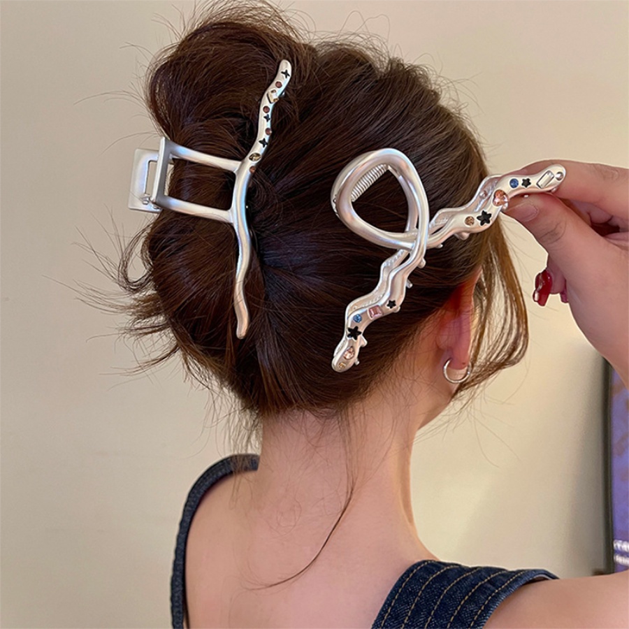 Korea Alloy Kristal Berlian Rambut Klip Rantai Sederhana Jepit Rambut Ponytail Holder Woman Hair Accessories