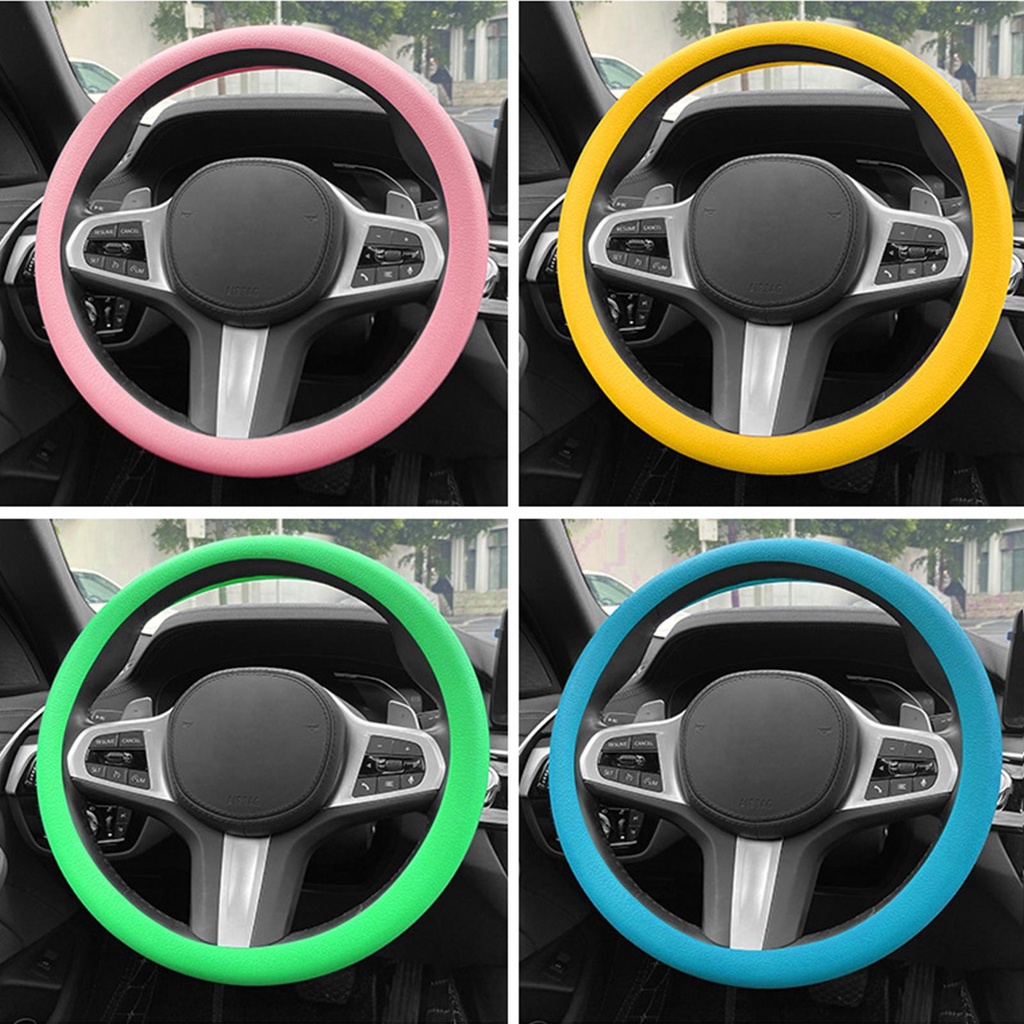 Universal Car Steering Wheel Silicone Cover Lembut Tahan Aus Non-slip Setir Pelindung Case Aksesoris Mobil