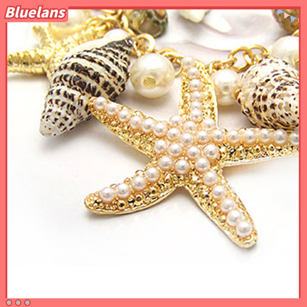 [BLS] Gelang Pantai Lucu Adjustable Gelang Pantai Rantai Multi Gaya Laut Berlapis Emas