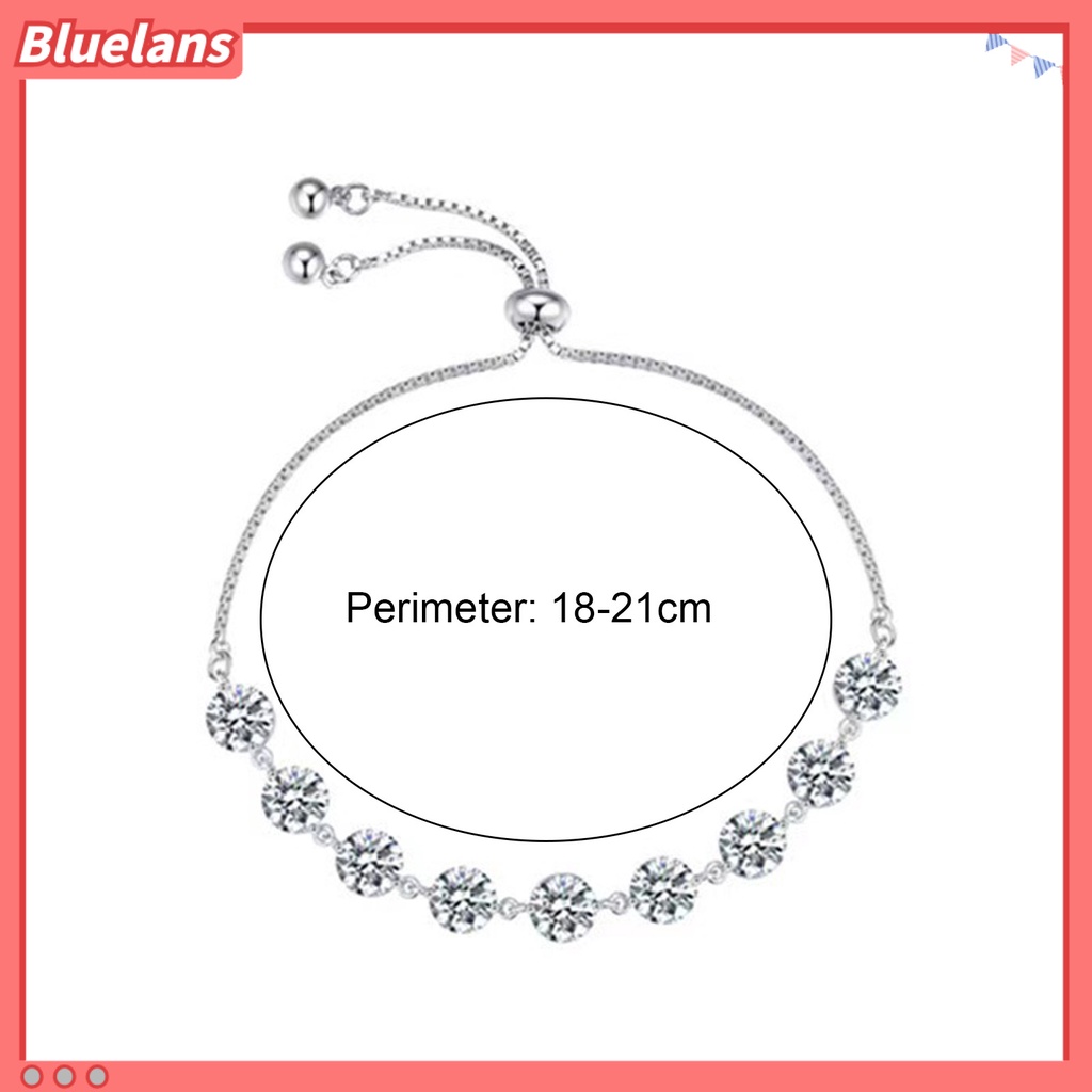 [BLS] Liontin Gelang Berlian Imitasi Hias Manik-Manik Adjustable Warna Perak Fashion Besar Bling Cubic Zirconia Rantai Tangan Aksesori Perhiasan