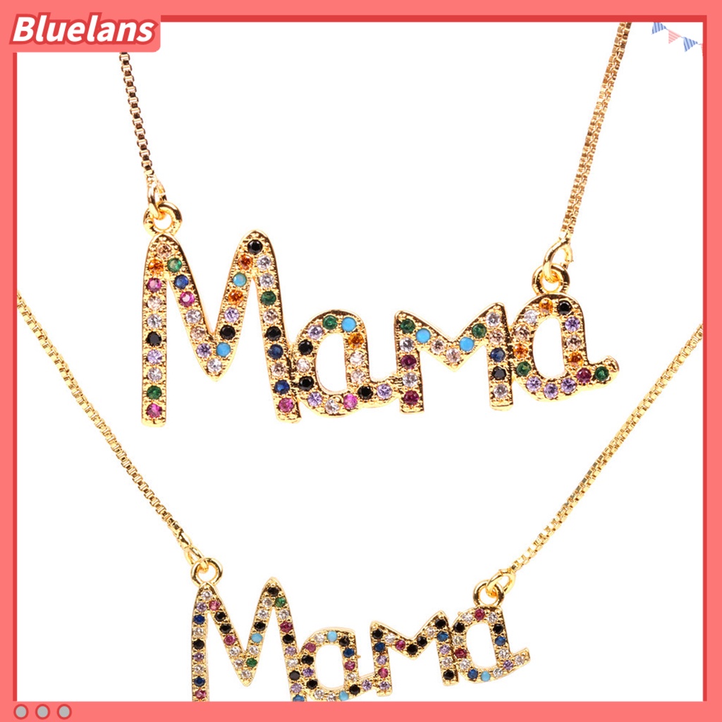 [BLS] Kalung Huruf Mama Anti Karat Wanita Berlian Imitasi Mama Necklace Untuk Pesta