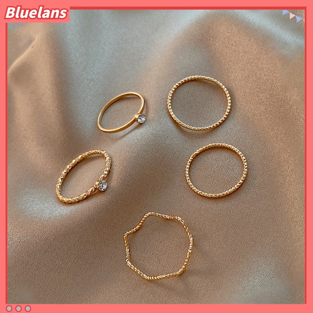 [BLS] 5pcs/3pcs Cincin Jari Glossy Tahan Aus Compact Wanita Stackable Thumb Rings Fashion Perhiasan Aksesoris