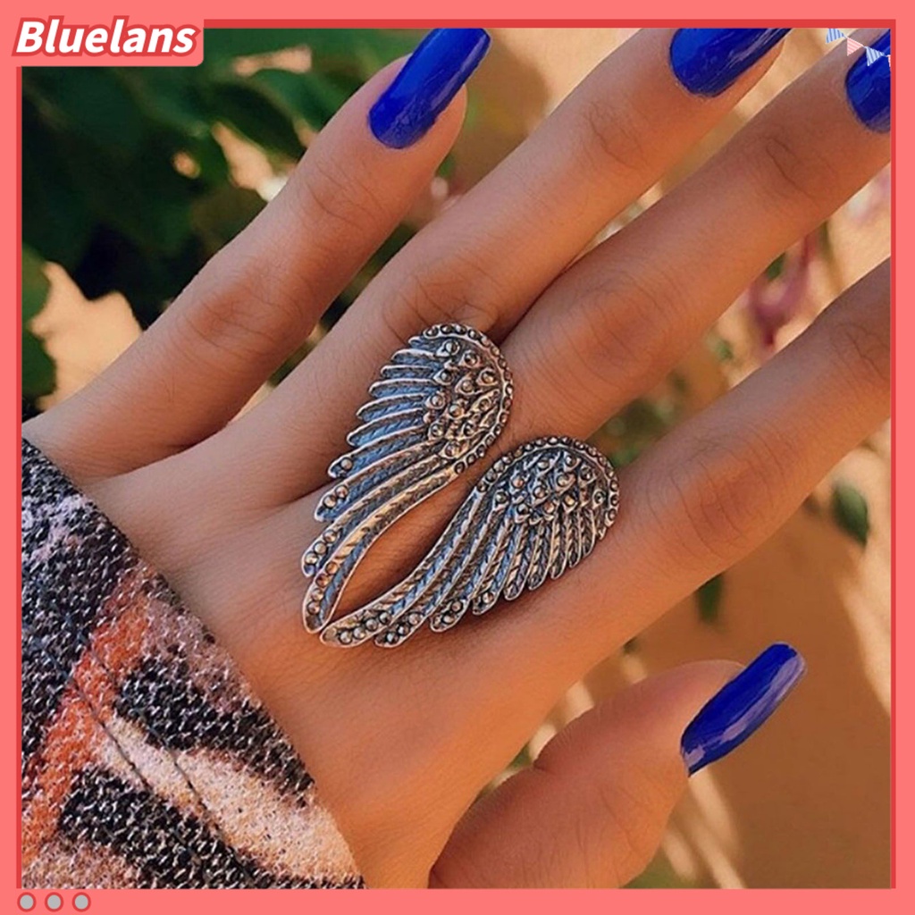 [BLS] Cincin Jari Indah Desain Sayap Gaya Punk Elegan Wanita Vintage Ring Untuk Pesta