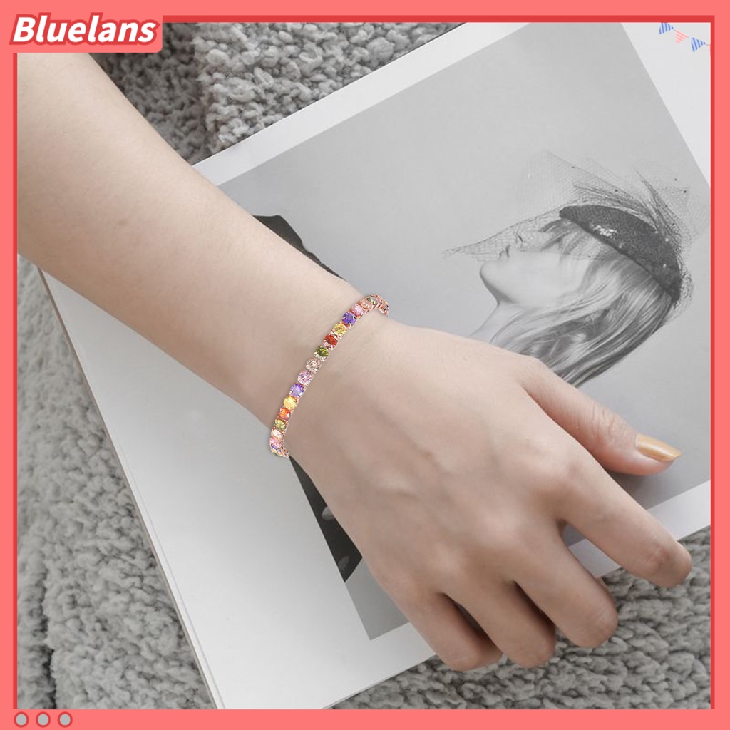 [BLS] Gelang Wanita Multicolor Cubic Zirconia Ladies Adjustable Beads Bangle Untuk Pesta