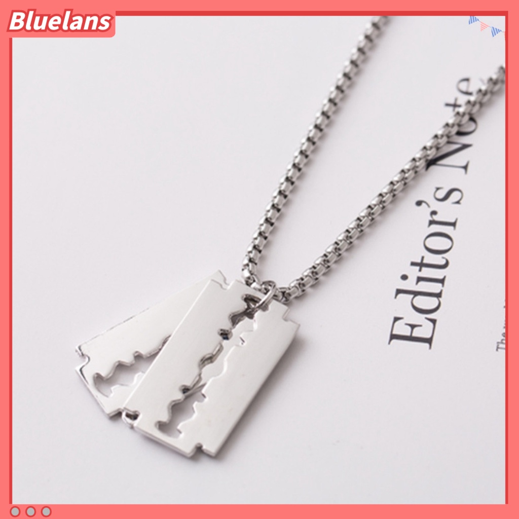 [BLS] Rantai Klavikula Pisau Liontin Kepribadian Geometris Electroplating Anti Karat Dekorasi Leher Hypoallergenic Fashion Warna Perak Liontin Kalung Untuk Pacaran