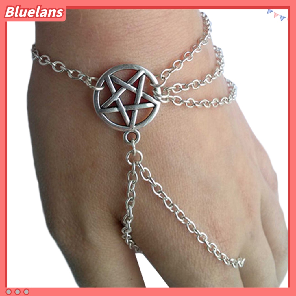 [BLS] Wanita Fahsion Wiccan Budak Pentagram Pentacle Dihiasi Rantai Gelang Perhiasan