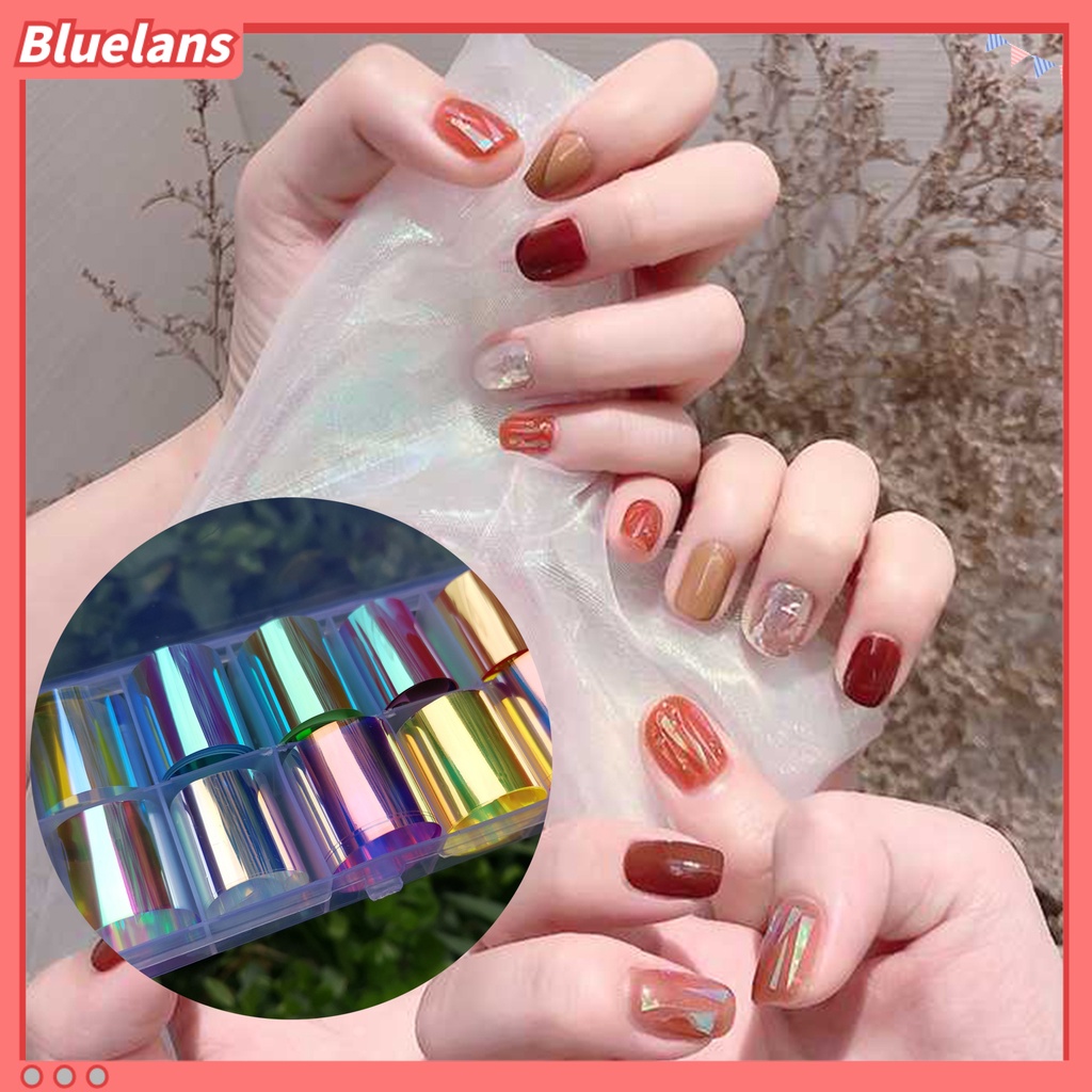 [BLM] 6pcs /Set Kertas Kuku Aurora DIY Transparent Cellophane Paper Korean Nail Glass Foils Untuk Wanita