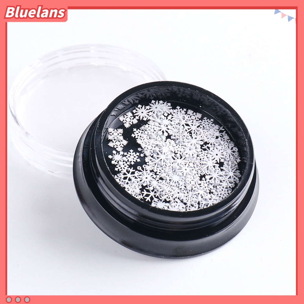 [BLM] 100pcs/ Botol Snowflake Dekorasi Kuku Tempel Kuat Panjang Memakai Manicure 3D Snowflake Nail Art Slice Untuk Makeup