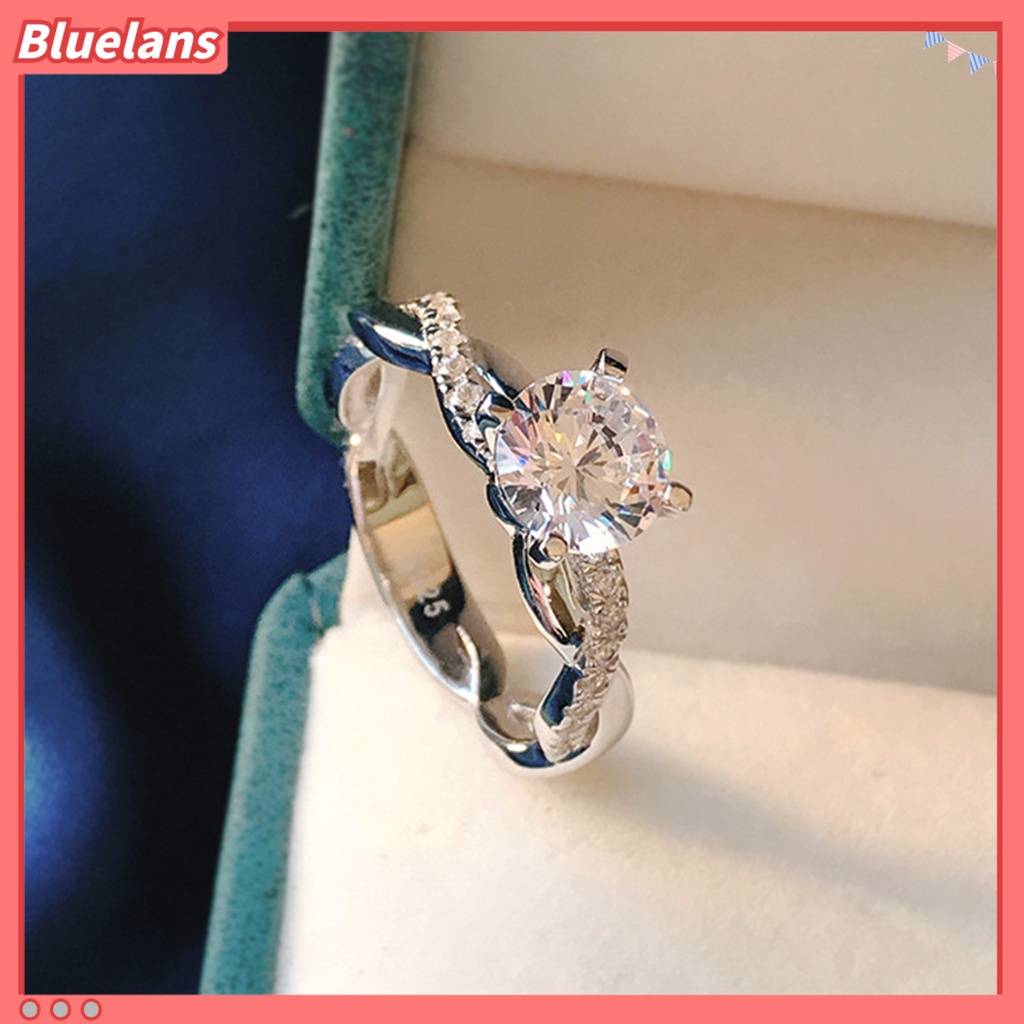 [BLS] Cincin Kawin Memutar Berkilau High-end Besar Berlian Imitasi Knuckle Circlet Perhiasan Perempuan