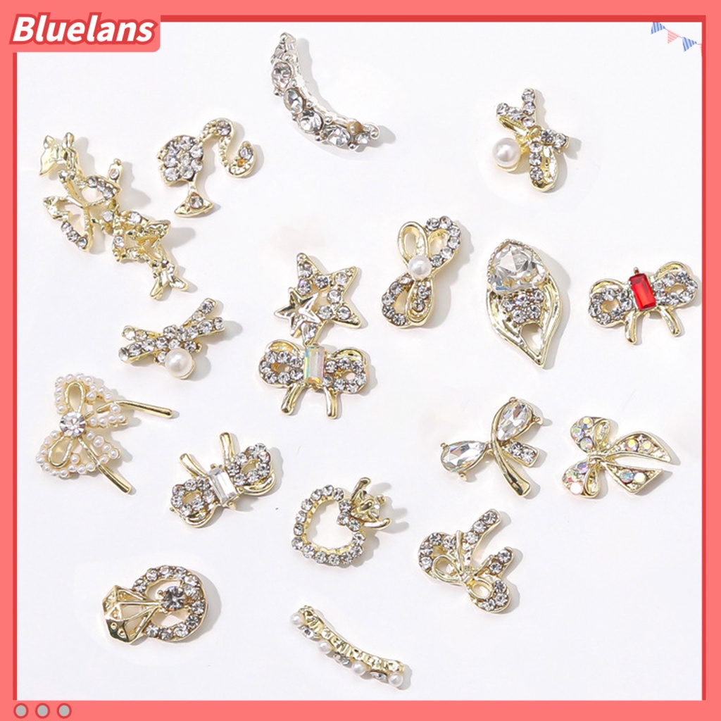 [BLM] 10pcs Kuku Berlian Imitasi Bow-tie Heart Mutiara Imitasi Desain Nail Art Aksesoris 3D Kuku Manicure Craft Ornamen Untuk Kerajinan Tangan DIY