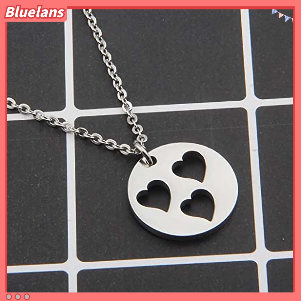 [BLS] 1pc/1 Set Liontin Kalung Beberapa Layer Finishing Terang Hollowed Heart Pendant Berbentuk O Rantai Leher Dekorasi Perhiasan Geometris Kalung Stainless Steel Untuk Pesta