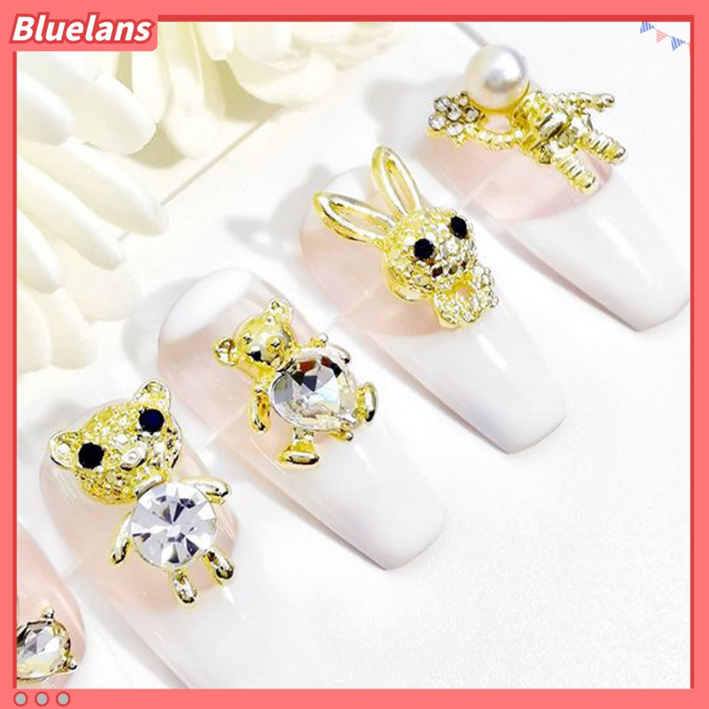 [BLM] 10pcs Dekorasi Kuku Indah DIY Ringan Beruang Alloy Nail Art Perhiasan Untuk Wanita