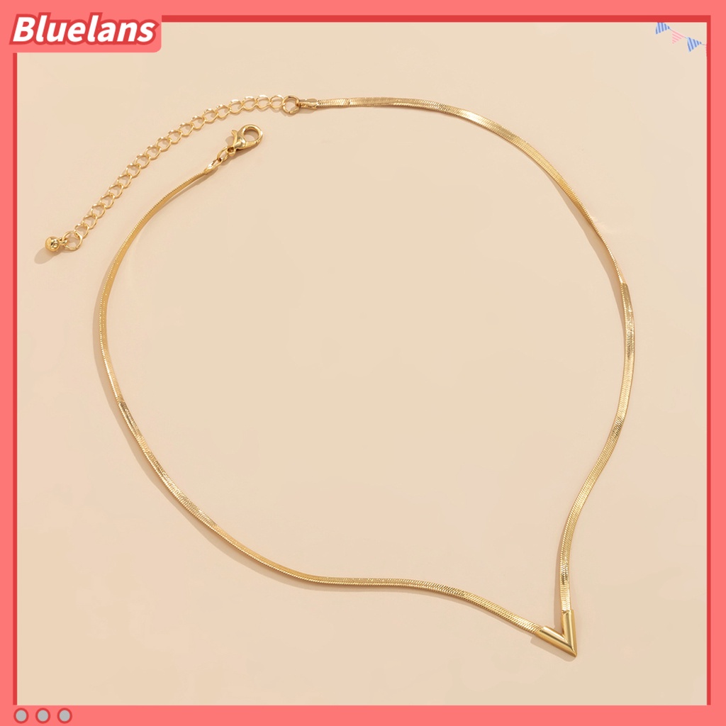 [BLS] Adjustable Dipanjangkan Rantai Oblate Pria Kalung Berbentuk V Pesona Choker Kalung Perhiasan Aksesoris