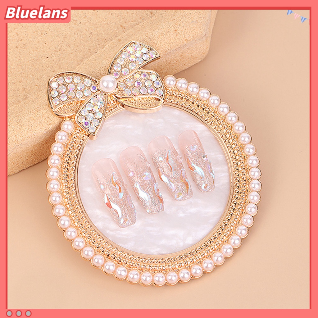 [BLM] Manicure Palette Lovely Bow Hiasan Mutiara Imitasi Baki Penyangkut Pajangan Kuku Stand Gel Polish Pallet Mixing Plate Untuk Salon Kuku