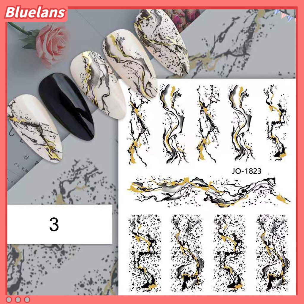 [BLM] Stiker Kuku Indah DIY Ringan Motif Marmer Stiker Kuku Emas Untuk Wanita