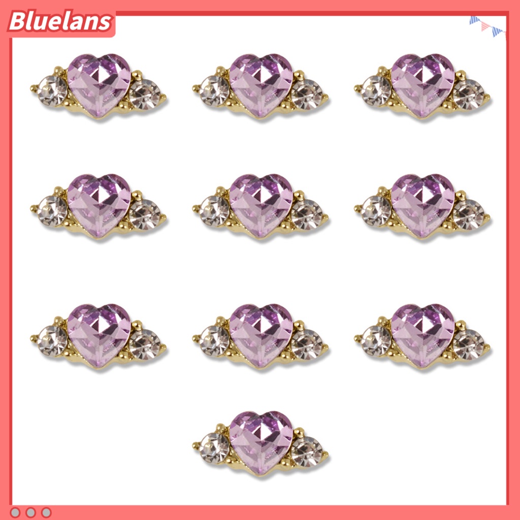 [BLM] 10 Pcs Aksesoris Kuku Indah DIY Manicure Alloy Perhiasan Berwarna Peach Hati Berlian Imitasi Nail Art Dekorasi Perlengkapan Manicure
