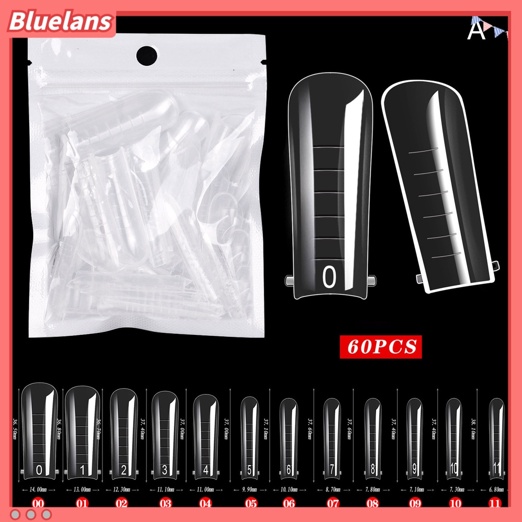 [BLM] 60pcs Kuku Palsu Bangunan Cepat Dapat Dilepas Tidak Berbahaya Bebas Alergi Ultra-Tipis Memperpanjang Kuku Plastik Transparan Nail Mold Tips Desain Manicure Untuk Salon Kuku