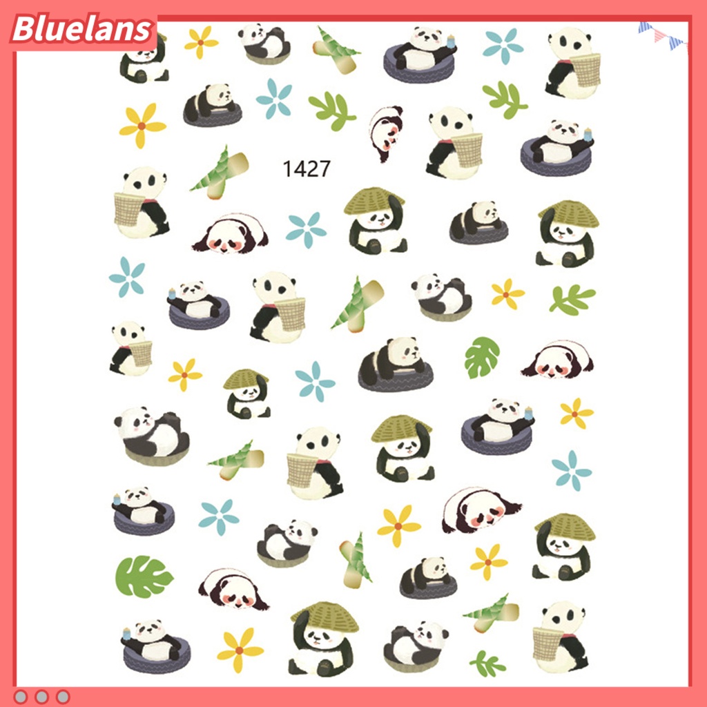 [BLM] Desain Daun Panda Lucu Stiker Kuku Tempel Dekoratif Mudah Perekat DIY Kertas Nail Art Stiker Perlengkapan Kuku
