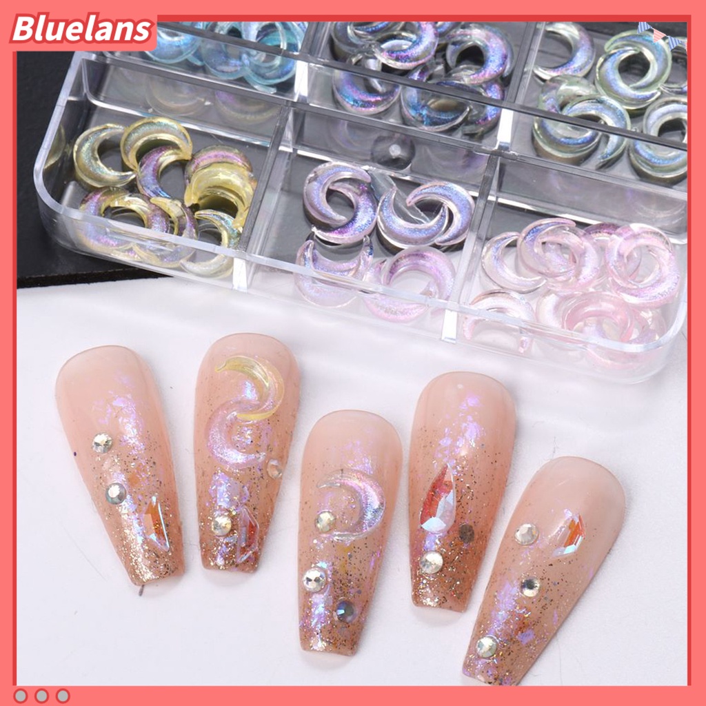 [BLM] Nail Art Decor Efek Glittering Mudah Tempel Tahan Lama Removable Hias DIY Nail Art Resin Manicure 3D Pesona Kuku Bulan Untuk Wanita