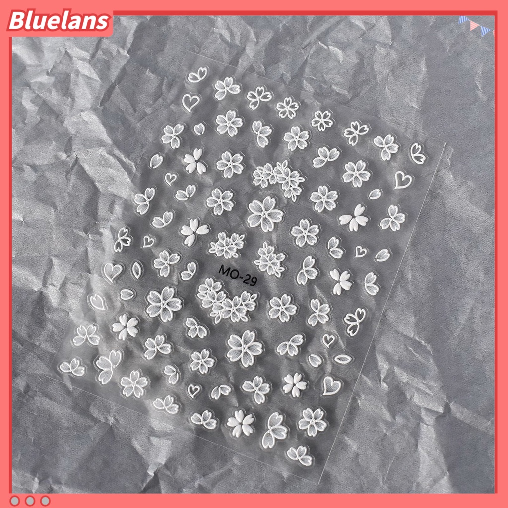 [BLM] 1lembar Stiker Nail Art Mudah Tempel Removable Berbagai Bentuk Desain Kuku 3D Timbul Stiker Kuku Terukir Bunga Nail Decal Nail Salon Aksesoris