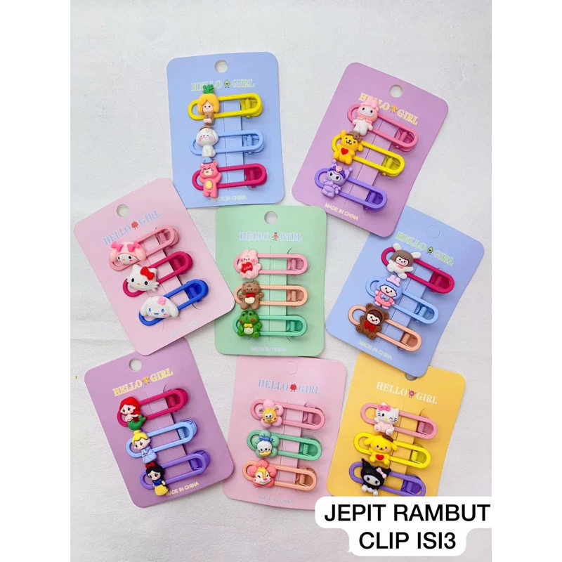 PGC (isi 3 pcs) Jepit Rambut Kartun Lucu Sanrio Klip Poni Korea Fashion Lucu Gaya Akseoris Fashion / Jepitan Rambut Macaron