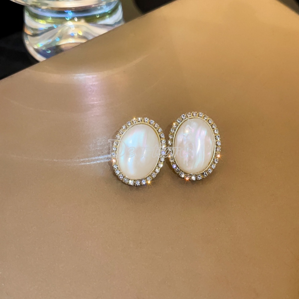 Anting Batu Mata Kucing Oval Modis Retro Gaya Minoritas Prancis Anting Earstuds Pribadi