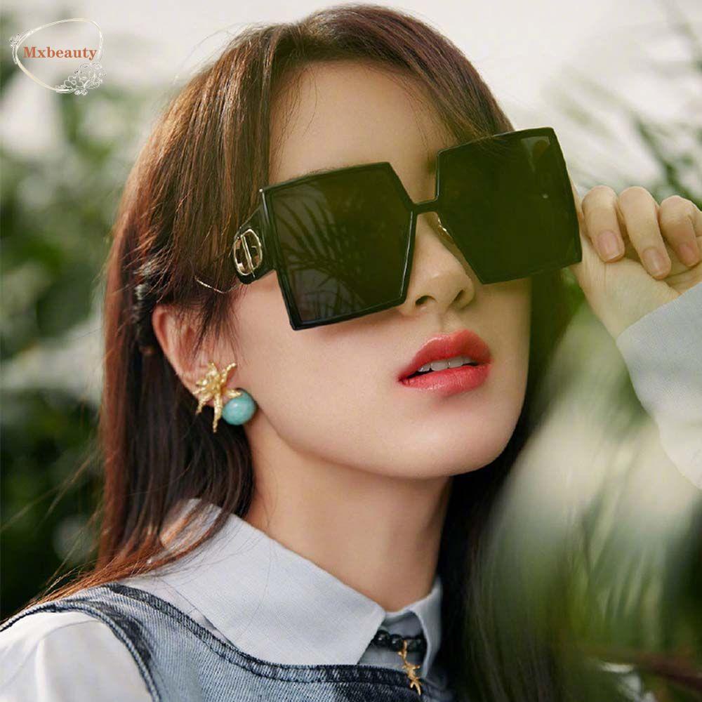 Mxbeauty Kacamata Hitam Persegi Fashion Eropa Dan Amerika Anti-UV Bingkai Besar Bingkai Logam Bingkai Persegi Wanita Sunglasses