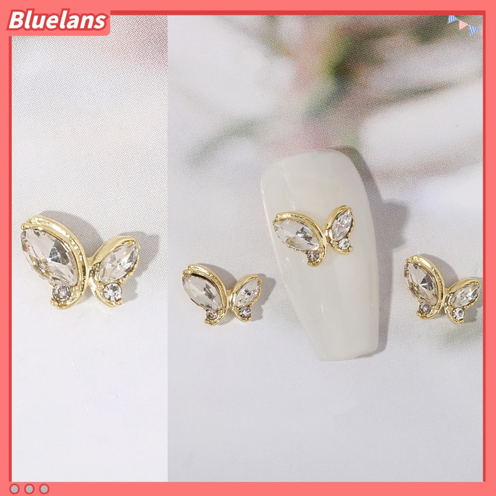 [BLM] 10pcs Manicure Decor Tiga Dimensi Bersinar Mempesona Efek Visual DIY Alloy Butterfly Heart Water Drop Garland Nail Charm Nail Salon Supply