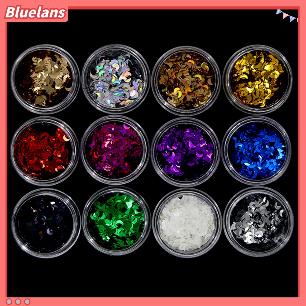 [BLM] 12pcs Banyak Bentuk Glitter Payet Nail Art Tips Decal Stiker Manicure Decor