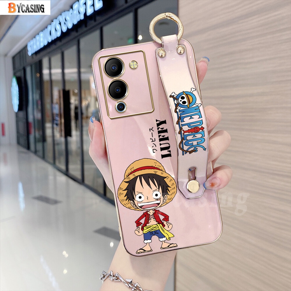 Infinix Note 12 G96 Zero 5G Hot 30i 20S 10T 10S Hot12Play Hot 11S NFC 11Play 10Play 9Play Smart6 Smart5 Mewah Lapis Chrome Kartun Anime Luffy Soft Square Case Dengan Gelang Tangan BY