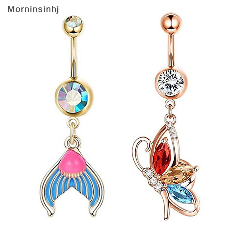 Mornin 1Pc/Set Stainless Steel Shell Fishtail Pusar Cincin Mutiara Pusar Kuku Fashion Kreatif Belly Button Rings Untuk Wanita Perhiasan Tubuh id