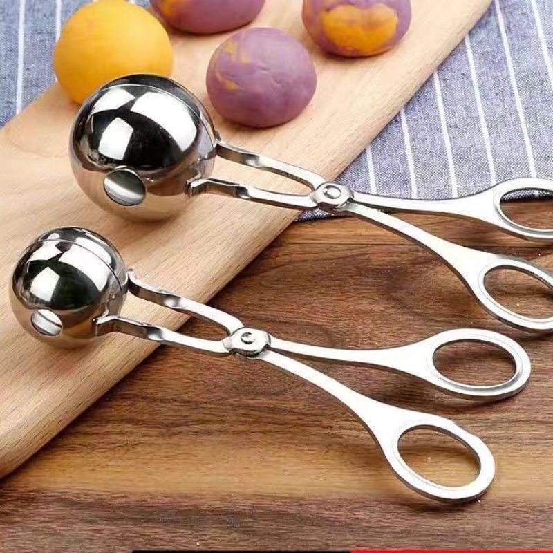 Es Krim Buah Bola DIY Klip Stainless Steel Bakso Membuat Sendok Multifungsi Alat Dapur Anti Lengket Bola Ikan Membentuk Penjepit Mudah Cepat Rice Balls Maker