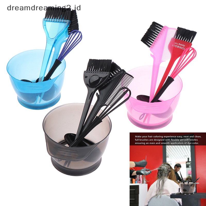 (drea) Pewarna Rambut Warna Brush Bowl Set Dengan Tutup Telinga Pewarna Mixer Hairstyle Accessorie //