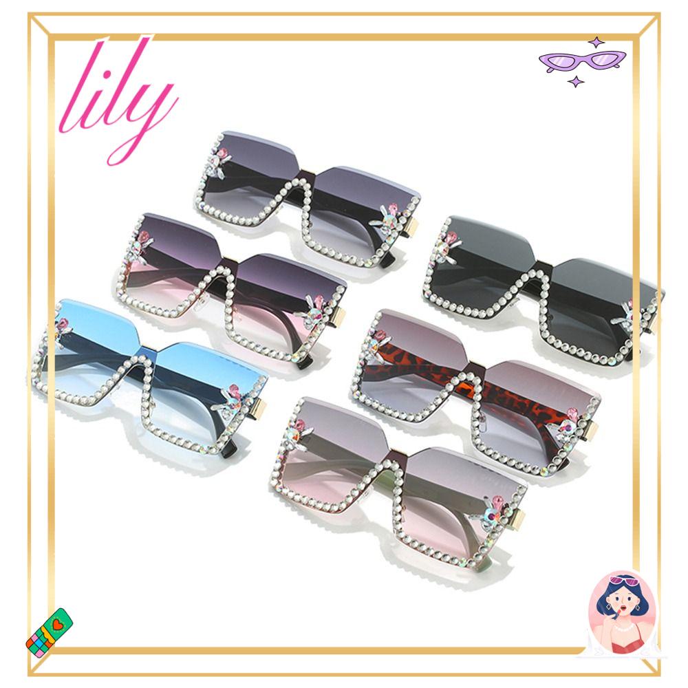 Lily Oversized Sunglasses Vintage Fashion Oculos De Sol Frameless Eyewear Shades