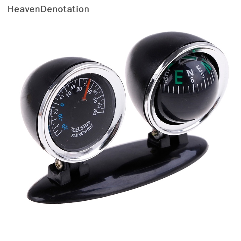 [HeavenDenotation] 2in1 Guide Ball Termometer Kompas Mobil Hiasan Arah Dashboard Bola HDV