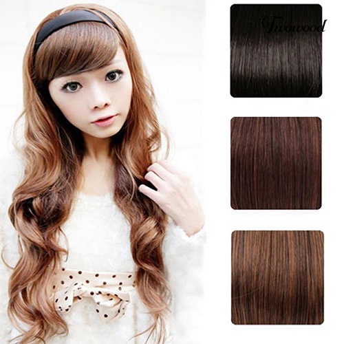 Twowood Fashion Wanita Cosplay Seksi Keriting Bergelombang Setengah Kepala Rambut Band Rambut Ekstensi Wig