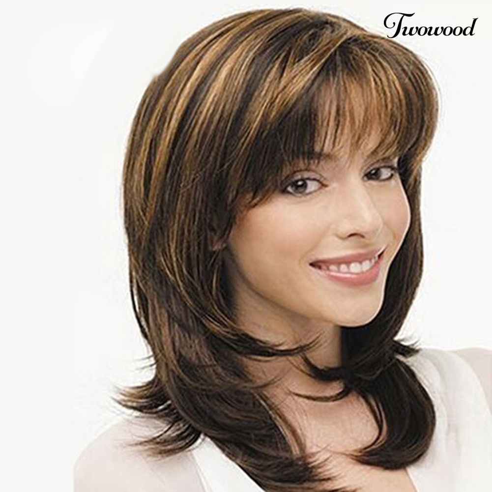 Twowood Wanita Rose Net Full Wig Gradien Panjang Keriting Rambut Sintetis Pesta Cosplay Prop