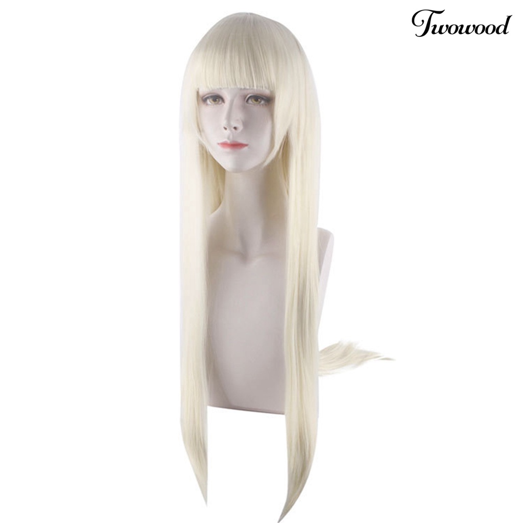 Twowood Fashion Wanita Panjang Lurus Wig Sintetis Dengan Poni Cosplay Pesta Sopak