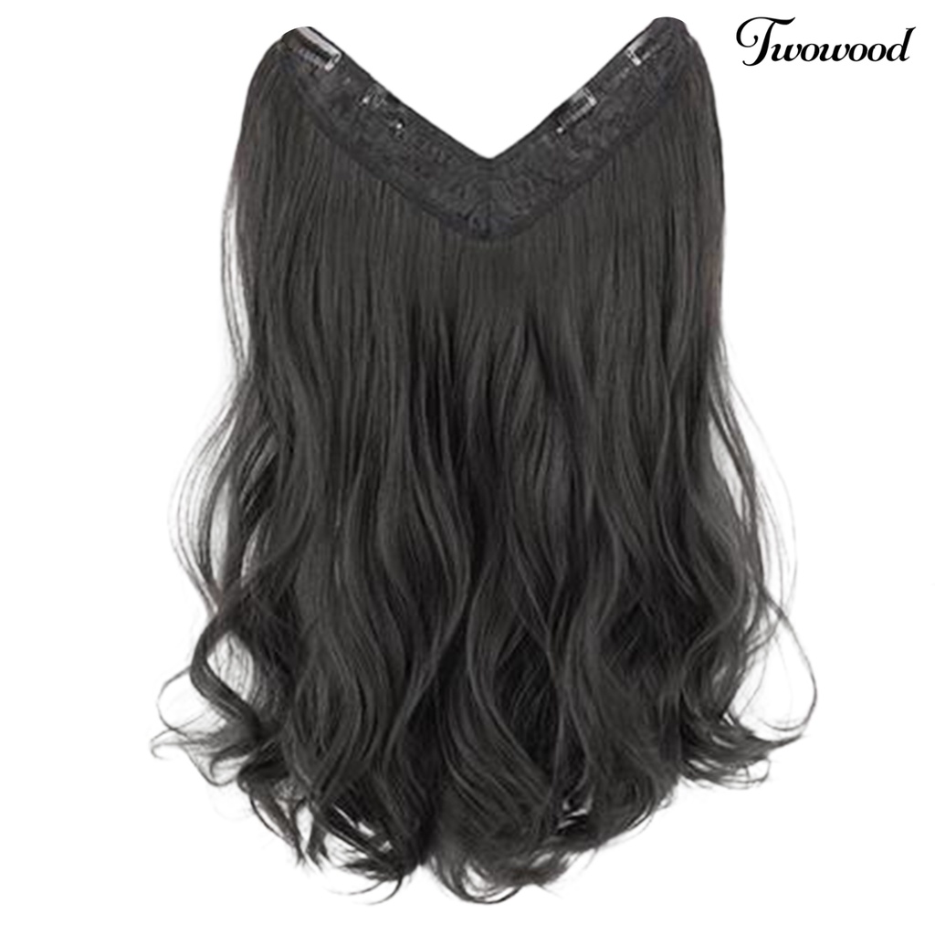 Twowood Wig Piece No Perm Fluffy Mensimulasikan U-Shaped Menebal Rambut Mulus Satu Potong Panjang Keriting Sebagian Mewarnai Wanita Wig Wanita Digunakan