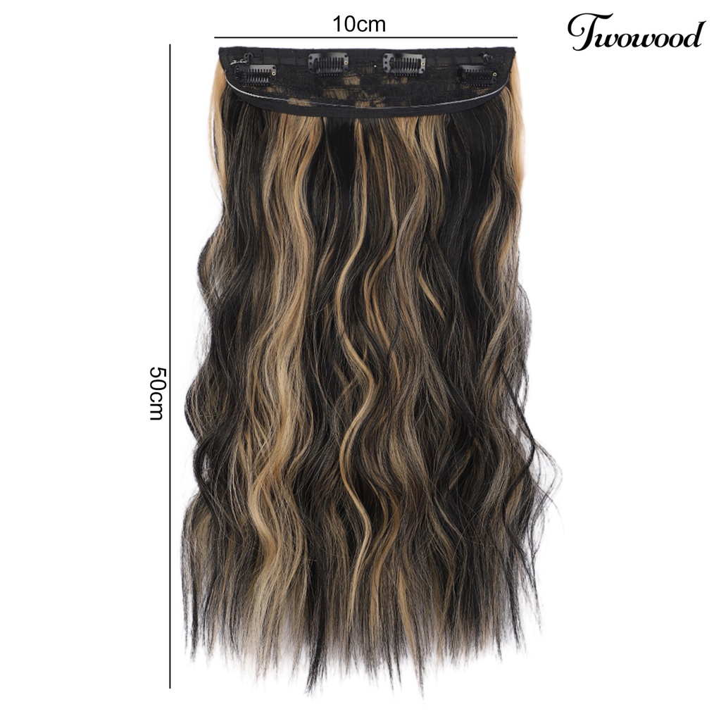 Twowood Faux Hair Curly Adjustable Realistis Alami Suhu Tinggi Serat Hiasan Kepala Halus Wanita Panjang Rambut Ekstensi Wig Sopak Penggunaan Sehari-Hari