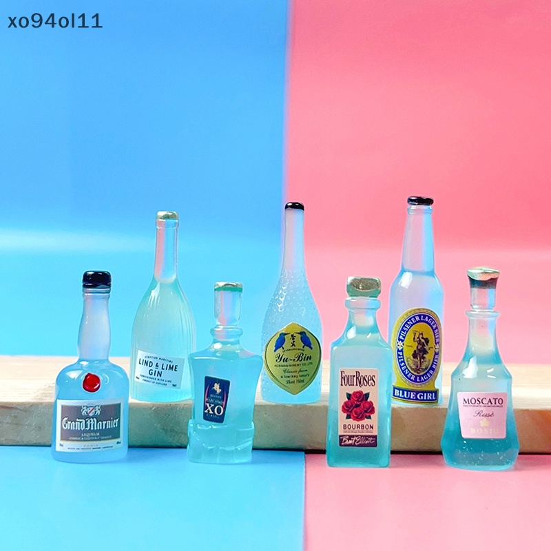 Xo 3Pcs Luminous Blue Wine Bottle Botol Bir Ornamen Dekorasi Lanskap Mikro Rumah Boneka Miniatur Mainan OL