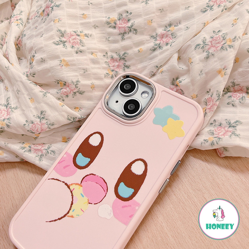 Sweet Pink Cute Donut Emoji Phone Case Untuk iPhone 14pro13 12/12 Pro 11 Pro Max Perlindungan Kamera Shockproof Bumper Soft Cover