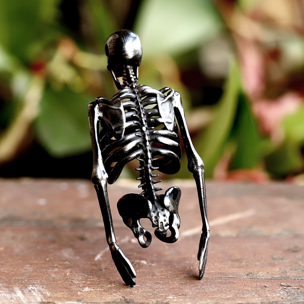 Vintage Fashion Punk Tengkorak Biker Desain Khusus Skeleton Pria Liontin Kalung