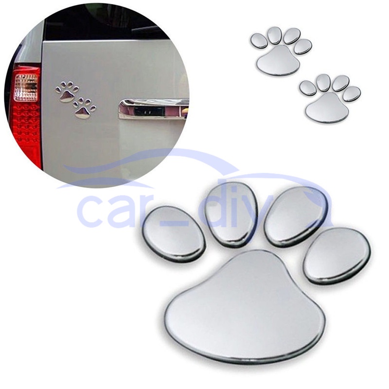 2pcs/lot Stiker Mobil Jendela Bumper Tubuh Desain Keren Paw 3D Hewan Anjing Kucing Jejak Kaki Stiker PVC Styling Emblem Auto Kreatif Aksesoris Eksterior