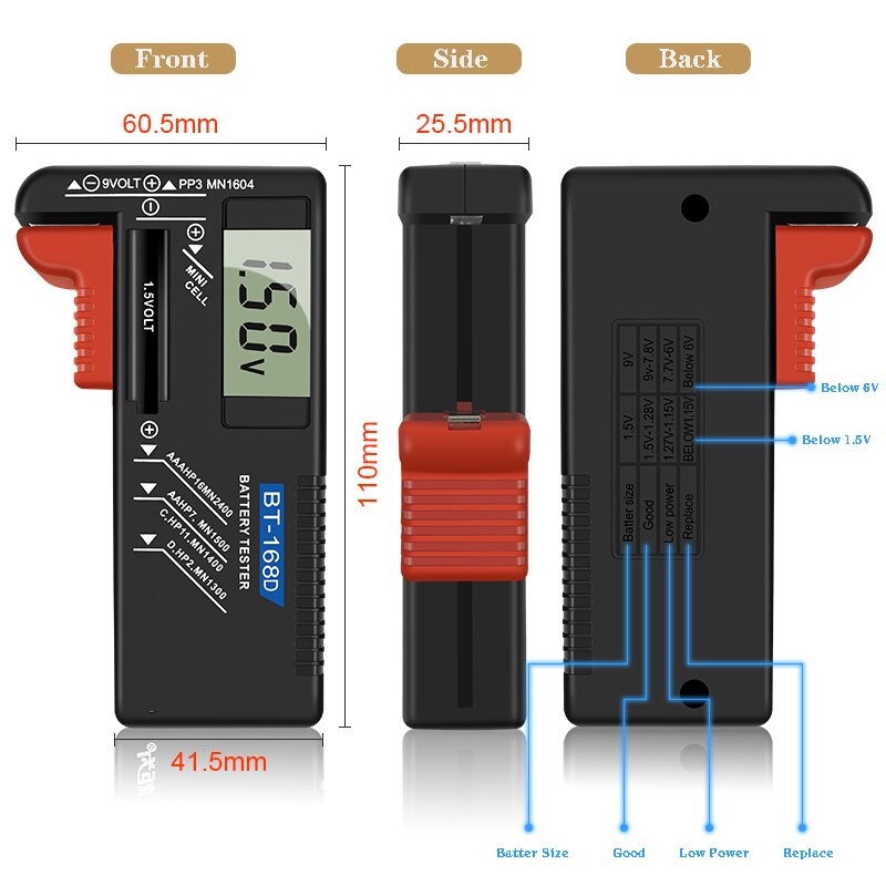 ANENG Tester Baterai Capacity Checker AA AAA Display Digital - BT-168D